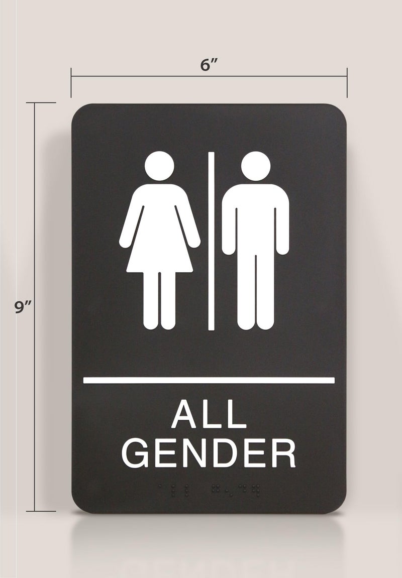 Headline Sign 9486 Wheelchair Accessible All Gender Restroom ADA Sign with Grade 2 Braille and Tactile Graphics, 6" x 9", Black/White, Made in USA - Image 5